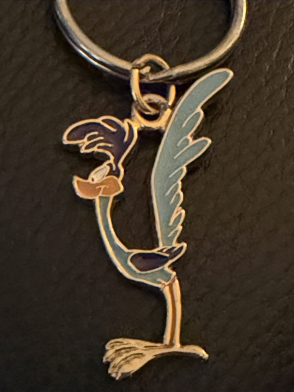 Road Runner Keychain Gold with colorful enamel